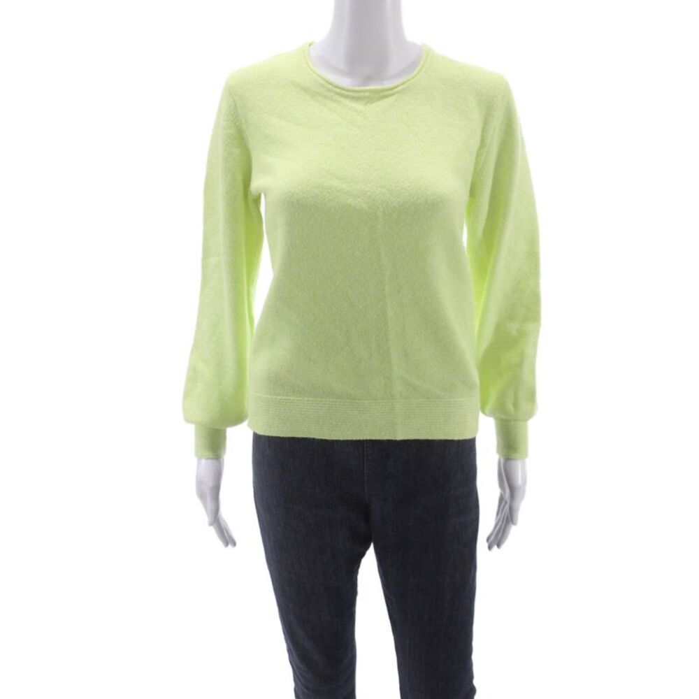 Olsen Womens Pullover Sweater Green Knit Round Neck Long Sleeve Size S